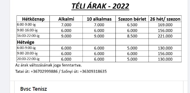 bvsc tenisz